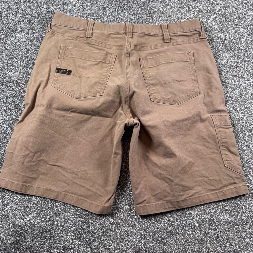 Ariat Rebar M4 Relaxed Men's 35x10 Brown Canvas Work Shorts Utility Pocket - Picture 6 of 7